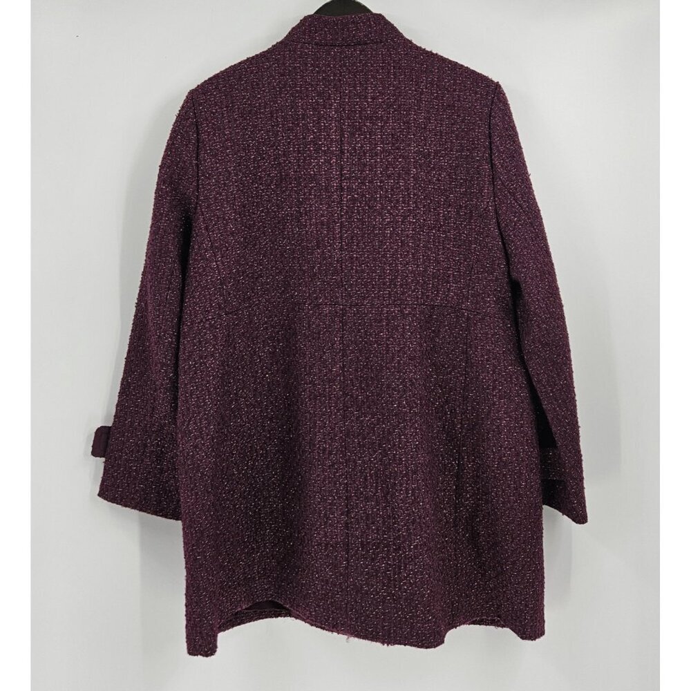 ANN TAYLOR SHIMMER POTENT PURPLE TWEED FITTED DOUBLE BREASTED COAT SZ XLP - Picture 6 of 9